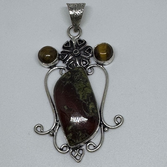 New Sterling Silver Bloodstone Pendant - Picture 4 of 5